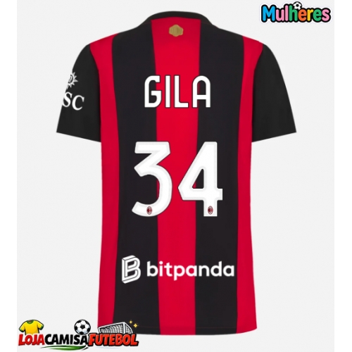Camisa de Futebol AC Milan Mario Gila #34 Equipamento Principal Mulheres 2026-27 Manga Curta